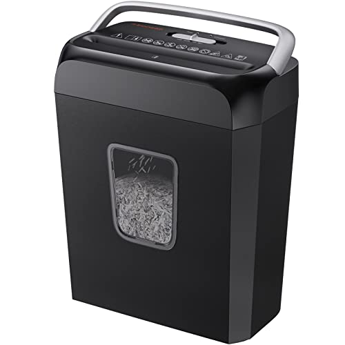 Bonsaii Paper Shredder, 5-6 Sheet Crosscut Paper and Credit Card Shredder for Home Use, Home Office Shredder for Documents,Mails,Staple,Clip-3.4 Gals Wastebasket(C237-B)