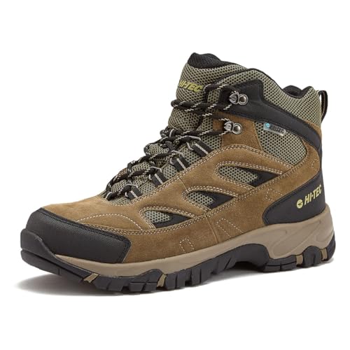 HI-TEC Yosemite WP Mid Waterproof Hiking Boots for Men, Lightweight Breathable Outdoor Trekking Shoes - Dark Green, 10.5 Medium
