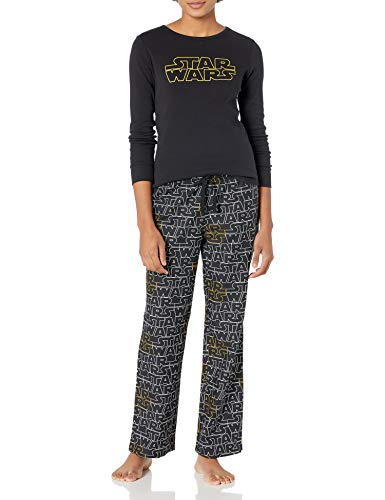 Amazon Essentials Star Wars Flannel Pajama Sleep Sets, Logo-Womens, Medium