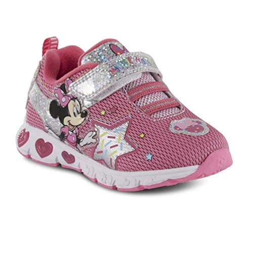 Toddler Girls' Minnie Mouse Light-Up Sneaker Shoes - Sparkling Steps with Fun Lights, Size 10 Pink