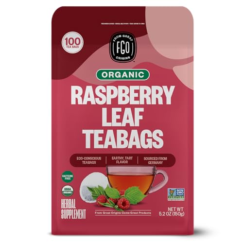 FGO Organic Red Raspberry Leaf Tea, Eco-Conscious Tea Bags, 100 Count, Packaging May Vary (Pack of 1)