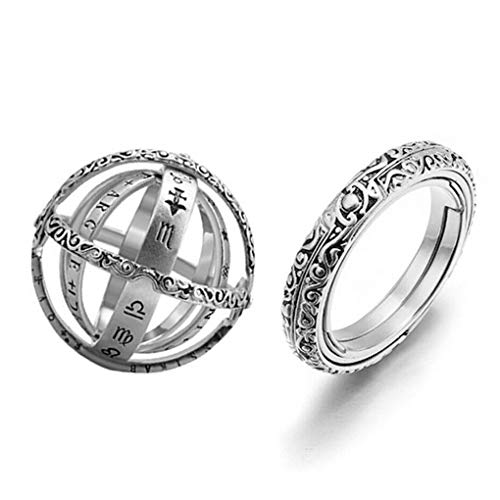 Astronomical Sphere Ball Ring Pendant Necklace Foldable Cosmic Finger Ring Magical Vintage Hip Hop Pendant Fashion Jewelry (silver-10)