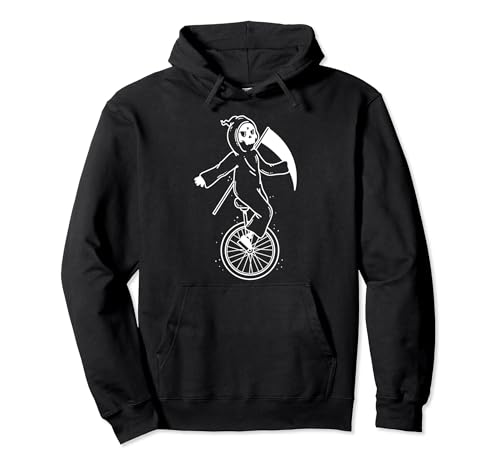 Funny Grim Reaper Riding Unicycle Sweater Men Women Kids Pullover Hoodie
