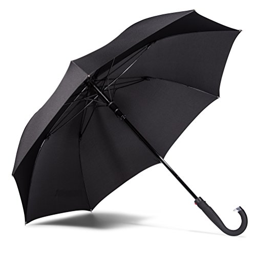 LifeTek Kingston FX1 Windproof Golf Umbrella - Large 54 Inch Automatic Open Umbrella for 2 People, Comfort Grip Classic Cane Style Handle, Fast Drying Canopy, Premium Quality Construction