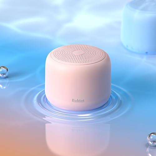 Bobtot Portable Bluetooth Speakers with Strap Easy to Carry, Wireless Waterproof Mini Speaker with Loud Stereo Sound,15 Hours Playtime, Rechargeable Battery, Built-In Microphone, Pink
