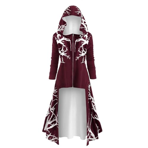 Timbrigte Gothic Dresses for Women Women Witch Costume Little Red Riding Hood Couples Costume Womens Witch Costume Oktoberfest Costumes Women Plus Size Medieval Costume Women,Wine,Medium