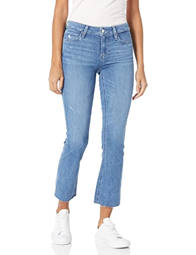 PAIGE Women's Shelby mid Rise Flare Above The Ankle in Bliss Distressed, 27