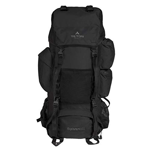 TETON Sports Explorer Internal Frame Backpack – High-Performance Backpack for Hiking, Camping, Backpacking; Adjustable for Men, Women and Youth; Rain Cover,Black