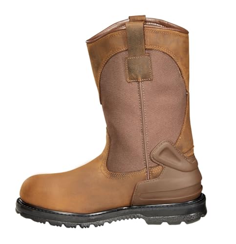 Carhartt Men's 11' Wellington Waterproof Steel Toe Leather Pull-On Work Boot CMP1200 Mid Calf, Bison Brown, 12 Wide