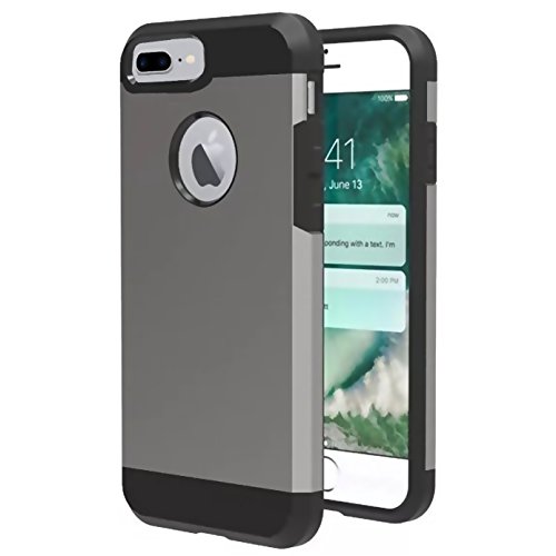 iBarbe iPhone 8 Plus Case, Slim Extreme Heavy Duty Rugged Hybrid Impact 2 Color Shockproof Soft Rugged Hard PC Anti-Slip Cover Armor Shock Absorption Protection for iPhone8 5.5 Plus(Grey/Black)