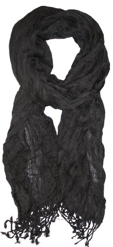 LibbySue-Essential Solid Crinkle Scarf (Black)