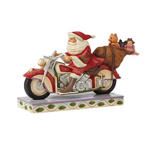 Enesco Jim Shore Heartwood Creek Santa Riding Motorcycle Figurine, 5.51 Inch, Multicolor