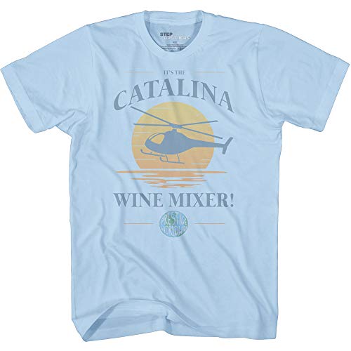 Step Brothers Catalina Wine Mixer Sunset Graphic Adult T-Shirt(Light Blue,Medium)