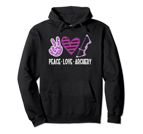 PEACE LOVE ARCHERY Bow & Arrow Shooting Teen Girls Women Pullover Hoodie