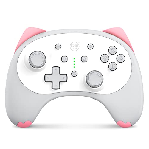 IINE Cat Controller for Nintendo Switch Cute Wireless Pro Controller,Kawaii Game Accessories,White