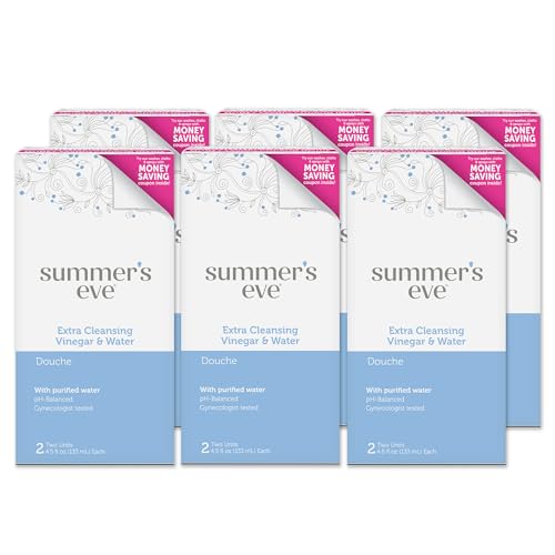 Summer's Eve Douche, Extra Cleansing Vinegar & Water, Vaginal Douche for Women, 2 Units, 4.5 Oz Each, 6 Pack