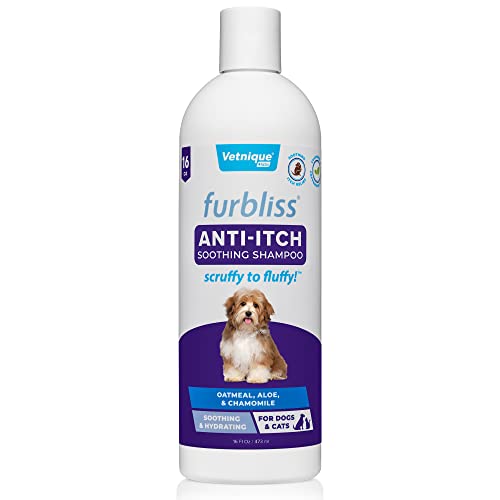 Vetnique Labs Furbliss Shampoo for Dogs with Itchy Skin, Hypoallergenic, Calming for Sensitive Skin Grooming Care Puppy Shampoo (Anti-Itch)