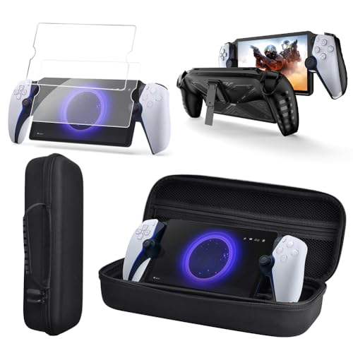 Hard Carrying Case Compatible with Playstation Portal, EVA Portable Travel Case for PS 5 Portal Accessories, Tempered Glass Screen Protector, Protective Cover, Hard Shell Protective Bag (Set A)