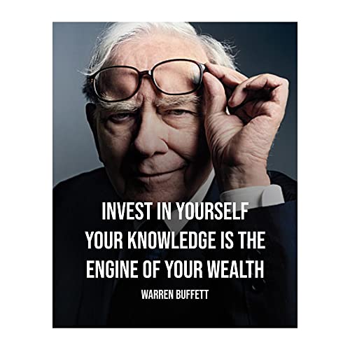 Warren Buffett Quotes- Invent In Yourself -Engine Of Wealth Motivational Wall Art Print with Silhouette Image, Inspirational Wall Decor For Home Decor, Office Decor & School Decor. Unframed-8x10'