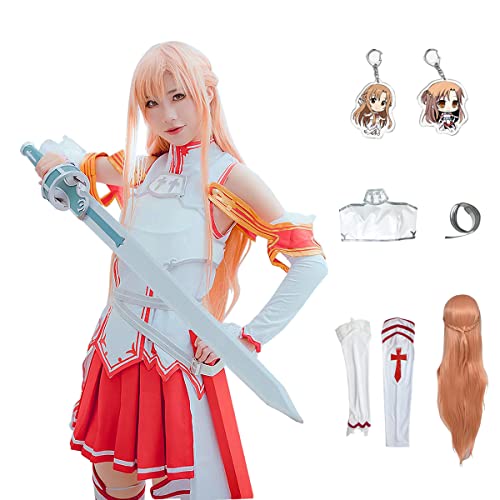 HNZQE Women’s Anime Asuna Yuuki Cosplay Costume Uniform Jacket Breastplate Full Set Halloween Outfit for Girl(M-Yuuki)