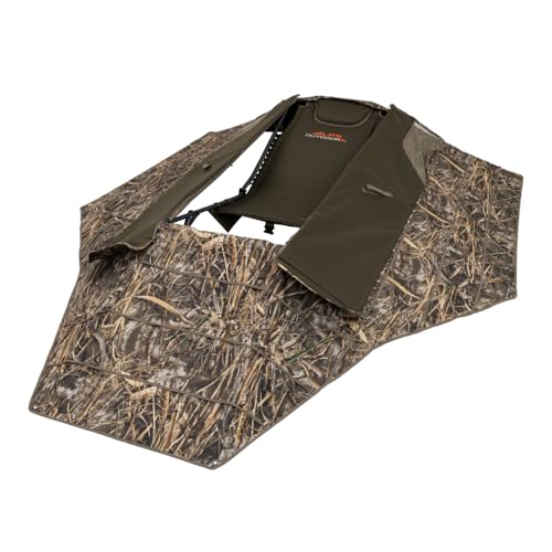 ALPS OutdoorZ Zero-Gravity Layout Blind - Advanced Hunting Blind, with Flared Fabric, Heavy-Duty Stakes, Padded Seat & Headrest, Gear Pockets, and Backpack Straps, Realtree MAX-7