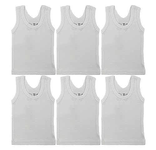 Baby Tank Tops Boys, Girls, Unisex Sleeveless 100% Cotton Shirts for 0-24 Months(Large, Neutral/White/6-Pack/For Unisex)