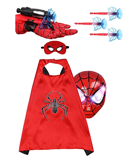 LSXLZQN Superhero Costume Masks Capes Boys,Web Shooter Super Heros Toy- Web Goves Costume Kids for Christmas Halloween Birthday Party