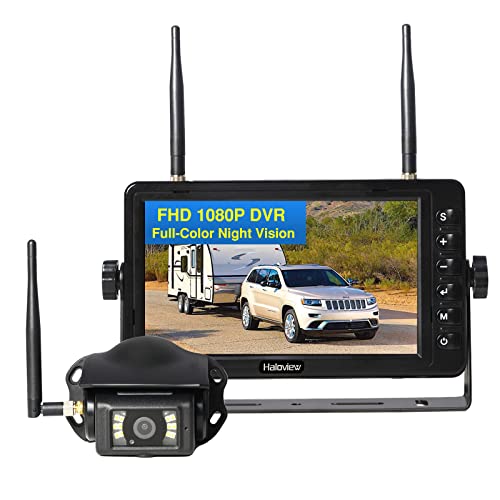Haloview BT7 RV Backup Camera Wireless FHD 1080P DVR Rearview Full-Color Night Vision Cam and 7' Monitor System Adapter for Furrion Pre-Wired RV,Truck,Trailer,Truck,Camper,Van,Pickup