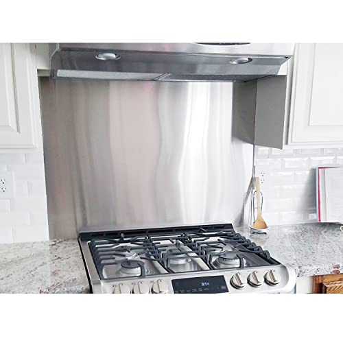 24' By 30' Stainless Steel Stove Backsplash Splatter Guard SP3604 Range Hood Backsplash Wall Shield Metal Panel, Ultra Flat Easy Clean And Install, 1 Year Sales Guarantee