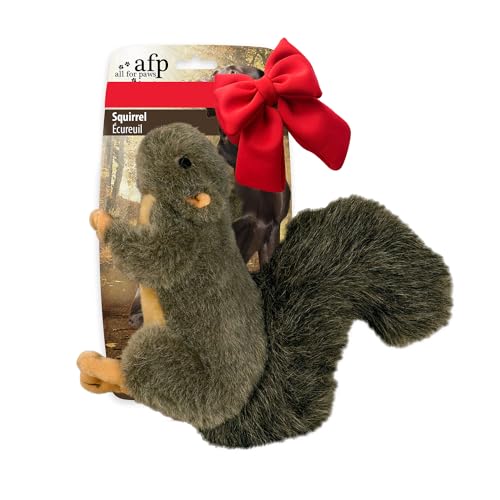 ALL FOR PAWS Interactive Dog Squirrel Plush Toys, Stuffed Animal Squeaky Toy for Dogs Enrichment Toys, Large