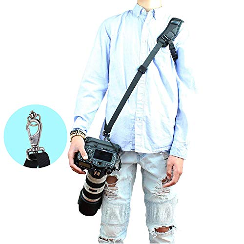 Foto&Tech DSLR Camera Strap Cam Neck Strap with Quick Release and Safety Tether, Adjustable Padded Shoulder Sling Strap for Women and Men, Compatible with Nikon Canon Sony Olympus Fujifilm (Black)