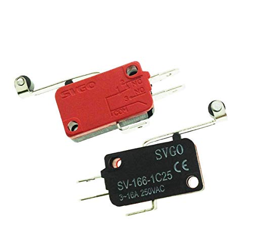 YXQ 5Pcs 250V AC SPDT 1NO 1NC Limit Switch Micro Switch SV-166-1C25 Long Lever with Wheel Automatic Reset