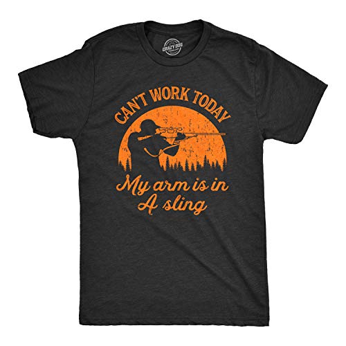 Mens Cant Work Today My Arm is in A Sling T Shirt Funny Hunting Deer Hunter Gift Mens Funny T Shirts Funny Hunting T Shirt Novelty Tees for Men Black L