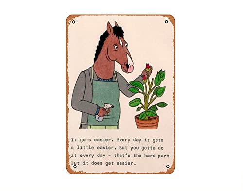 Bojack Horseman It Gets Easier Bojack Poster Bojack Horseman Quotes Poster Bojack Vintage Decor Bojack Movie Inspired No Framed Poster Art Print Wall Art Metal Painting 12x8 Inch Vintage Tin Sign Art