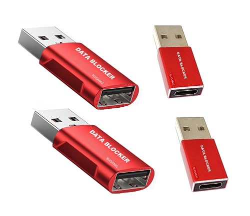 BUISAMG Data Blocker, USB A & USB C Data Blocker for Any USB C Mobile Phone Quick Charge, Protect Against Juice Jacking, Refuse Hacking, USB Data Blocker Only Safe Charging. (4-Pack)