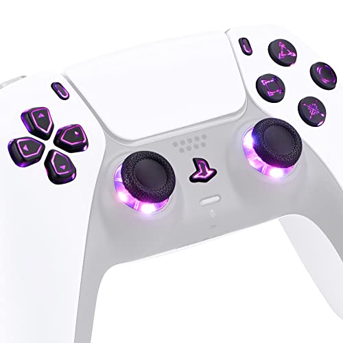 eXtremeRate Multi-Colors Luminated Dpad Thumbstick Share Home Face Buttons for PS5 Controller, Black Classical Symbols Buttons DTF V3 LED Kit for PS5 Controller - Controller NOT Included