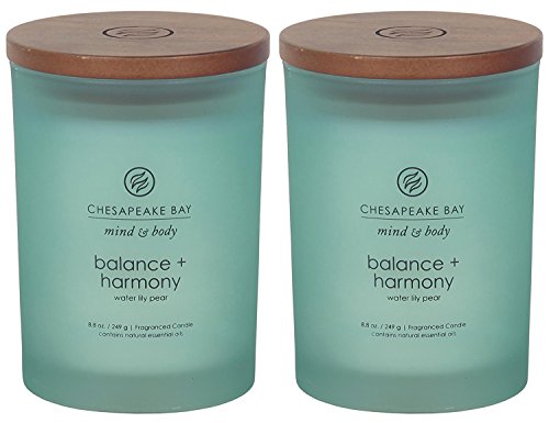 Chesapeake Bay Candle Scented Candles, Balance + Harmony (Water Lily Pear), Medium (2-Pack)