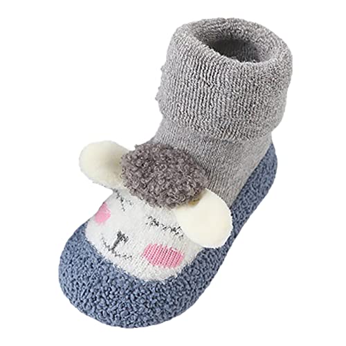 Baby Home Slippers Cute Warm House Slippers For Infant Lined Winter Indoor Shoes Baby Athletic Shoes Size 3 (Grey, 9.5 Toddler)