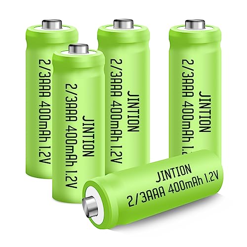 JINTION NIMH 2/3AAA Rechargeable 2/3 AAA Batteries 1.2V 400mAh Rechargeable Battery Batteries Button Top 5 Pack(They are not AAA Size Batteries)