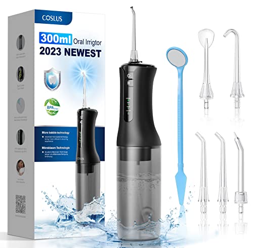 Water Dental Flosser Teeth Pick: Portable Cordless Oral Irrigator with Micro-Bubbles Tech 300ML Rechargeable Water Dental Flosser for Teeth Cleaning and Flossing IPX7 Waterproof Electric Teeth Flosser