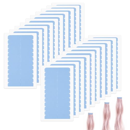 240Pcs Hair Extension Tape, Adhesive Replacement Tape for Hair Extensions, Double Sided Hair Tape Human Hair Tape Tabs Tape in Extension Replacement Tape Wig Tape, Wig Tape Beauty Tools(Blue)