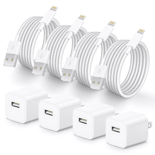 juusmart iPhone Lightning Charger，[MFi Certified] Phone Charger USB with Charging Cord 6 ft iPhone Charger Cable for iPhone 14 13 12 11 Pro/Pro Max/SE 2022/8/7/XS/XR/X/iPad (4- Pack)