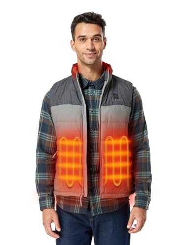 ORORO Men's Lightweight Heated Vest with Battery Pack (Flecking Grey,L)