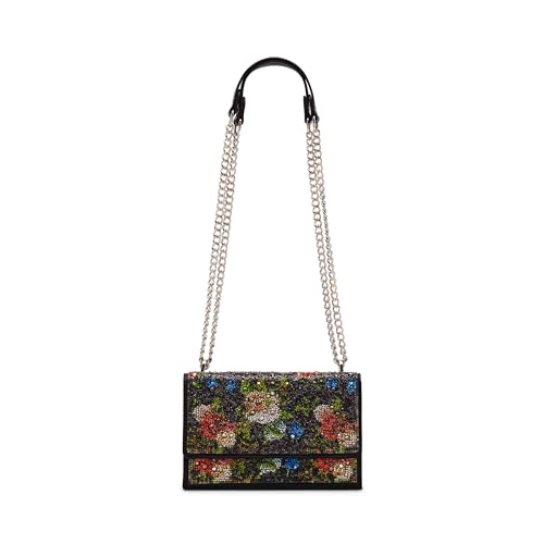 Betsey Johnson Sparkler Convertible Rhinestone Crossbody Bag, Black Floral