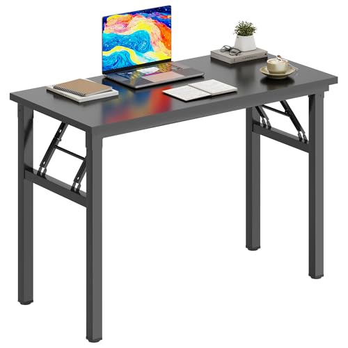 DlandHome 31.5 inches Small Computer Desk for Home Office Folding Table Writing Table for Small Spaces Study Table Laptop Desk No Assembly Required Black DND-AC5CB-8040
