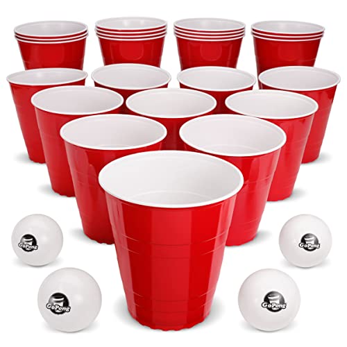 GoPong Giant 110 oz Red Party Cup 24 Pack with 4 XL Pong Balls - 24 Giant Cups for Beer Pong, Flip Cup or Novelty Use