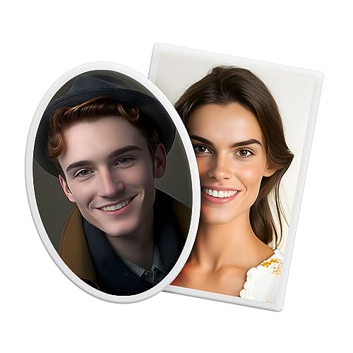 Custom Memorial Photo Tile - Personalized Headstone Ceramic Picture for Funeral Tombstone - Cemetery Photo Plaque Waterproof Mini Gravestones - Oval Porcelain Portrait