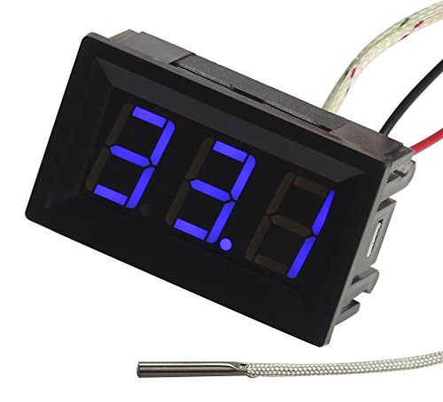 UCTRONICS -30-800 Degree Centigrade Digital Temperature Meter Blue LED Display K-Type Thermocouple Temp Sensor 2-Wires Reverse Polarity Protection with Black Case