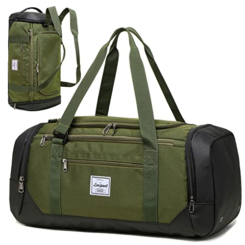 Laripwit Travel Duffle Bag for men 40L Medium Sports Gym Bag with Wet Pocket & Shoes Compartment Weekender Overnight Backpack for Traveling Duffel Bag Backpack for Women, Green