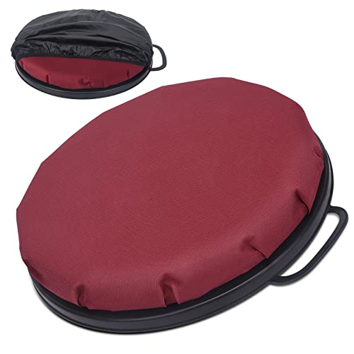 WarBull 360-Degree Swivel Bucket Seat, 5 Gallon Bucket Lid Cushion, Silent Spin Bucket Seat, Comfortable, with Waterproof Cover, for Hunting, Fishing, Gardening and Camping, Dark Red